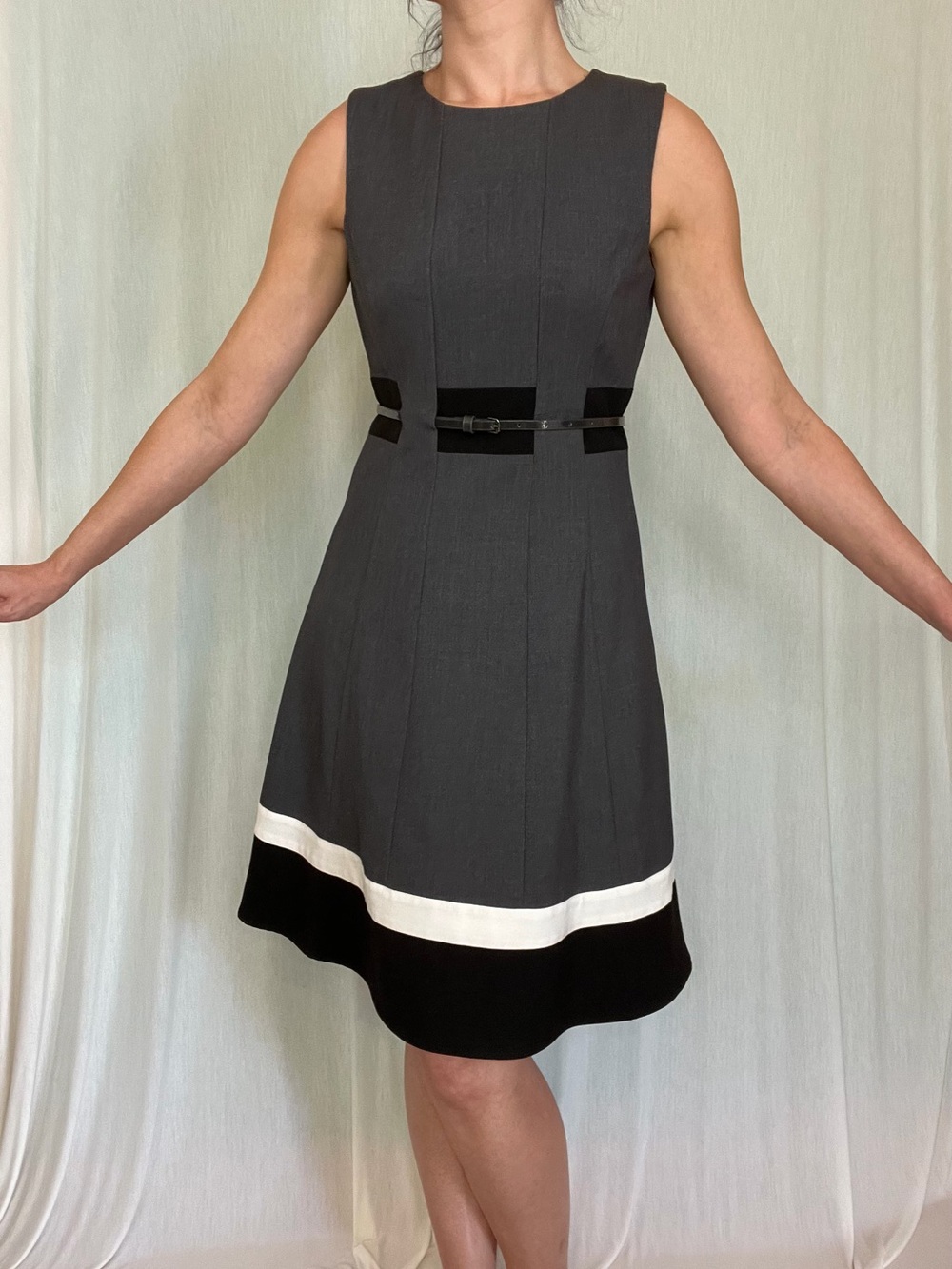 Calvin Klein belted A-line dress NWOT